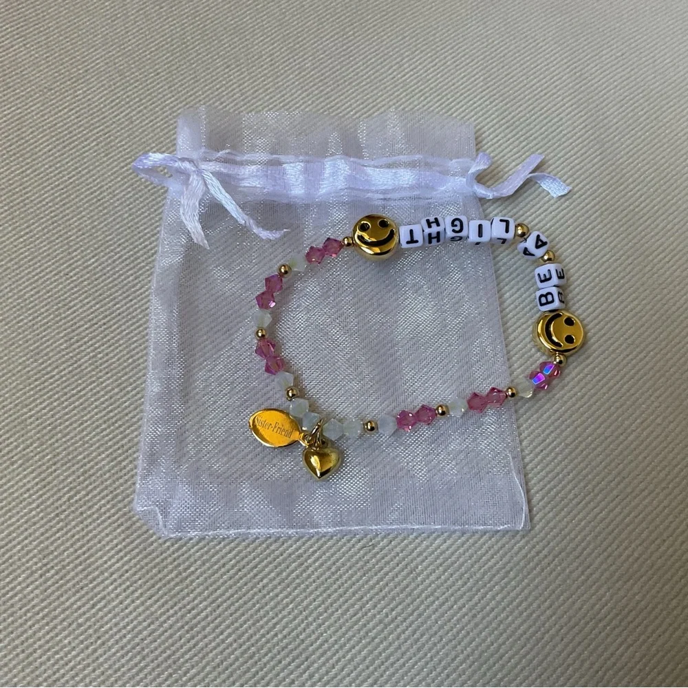 “ Be A Light” Stretch Bracelet with Smiley Faces